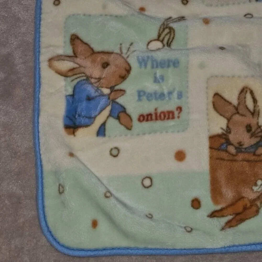Beatrix Potter Peter Rabbit Baby Blanket 30x45 Acrylic Carrot Radish Crown Craft